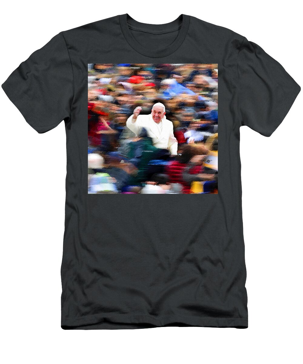 Pope Francis in Crowd of Faithful Acrylic 3 Tony Rubino T-Shirt