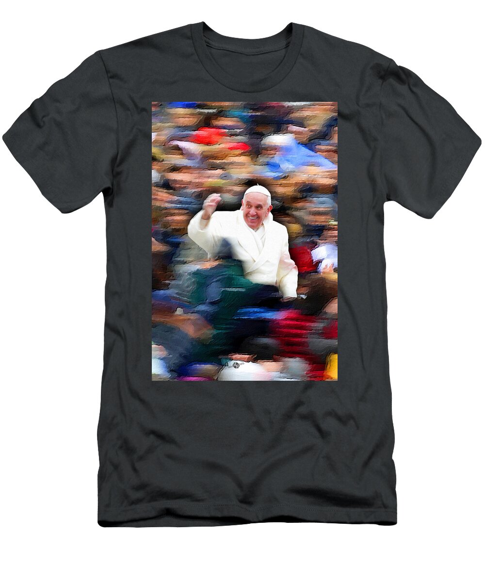 Pope Francis in Crowd of Faithful Acrylic 4 Tony Rubino T-Shirt