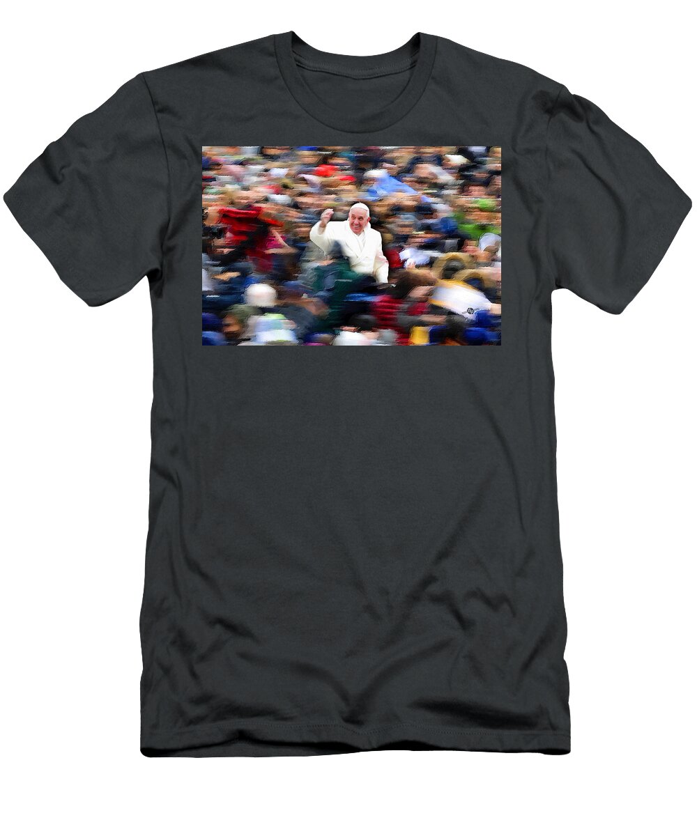 Pope Francis in Crowd of Faithful Acrylic 5 Tony Rubino T-Shirt