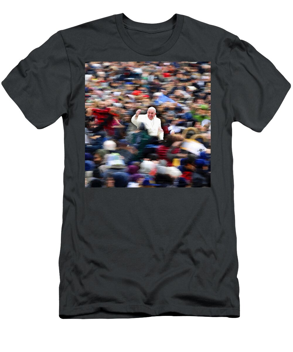 Pope Francis in Crowd of Faithful Acrylic 6 Tony Rubino T-Shirt