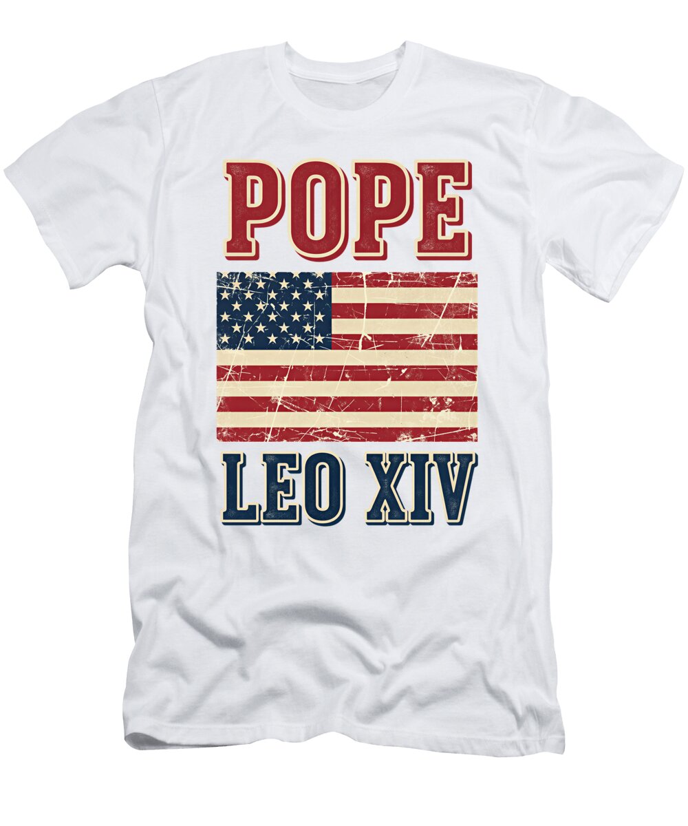 Pope Leo Xiv and American Flag Viral Guy T-Shirt