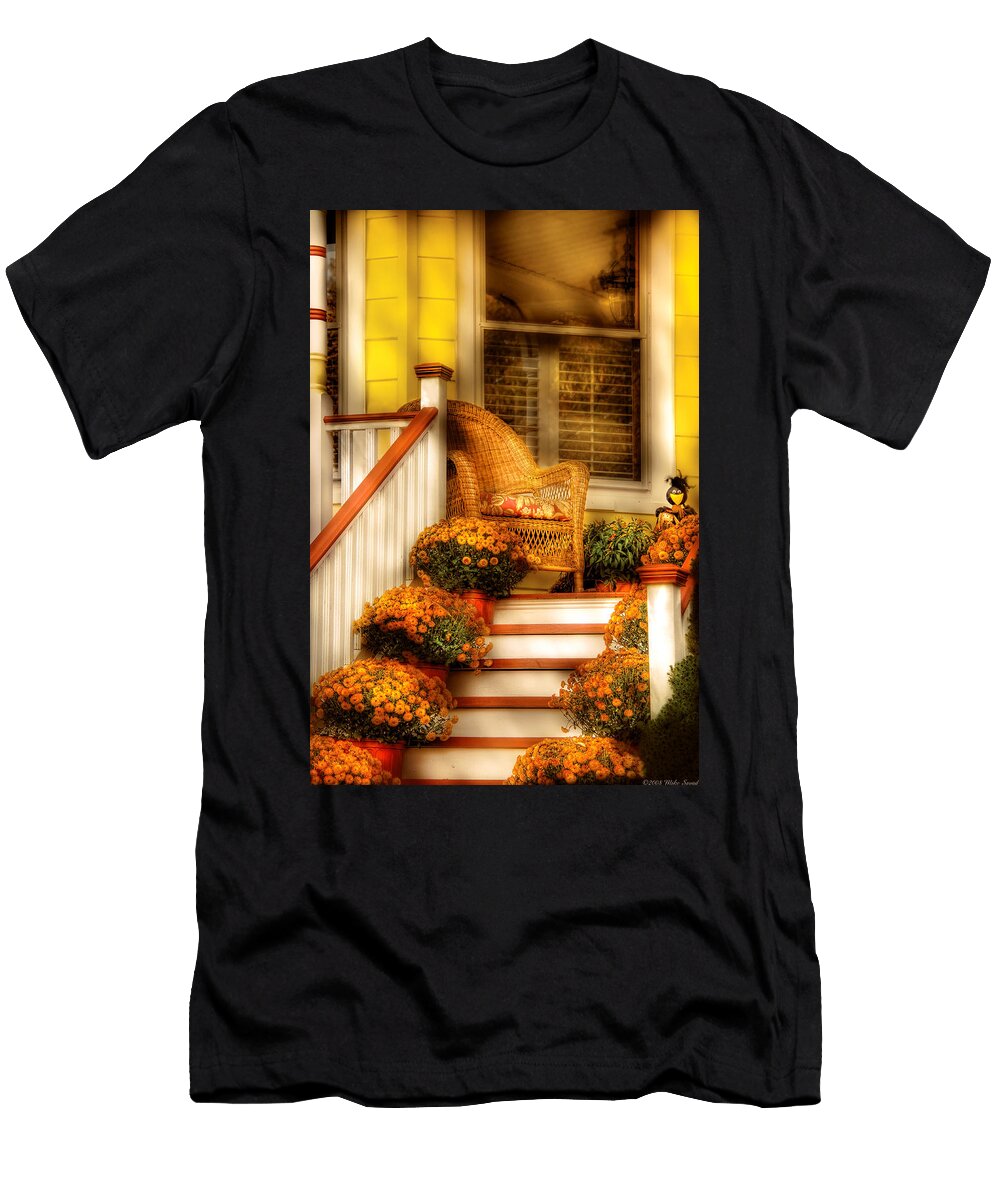Porch in the Light of Autumn Mike Savad T-Shirt
