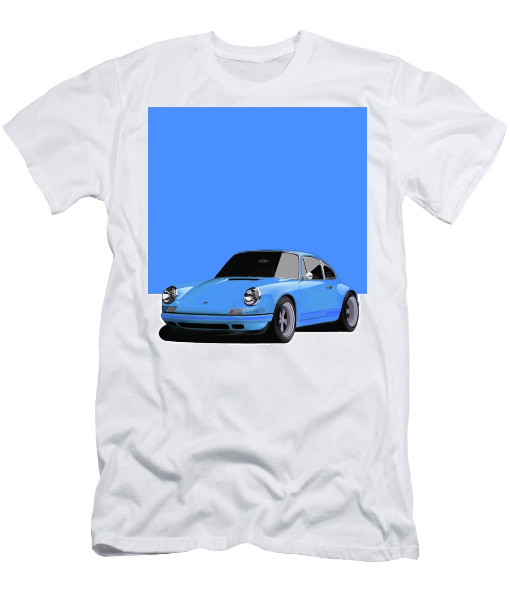 Porsche 911 Classic Restomod Poster Ligth Blue Thespeedart T-Shirt