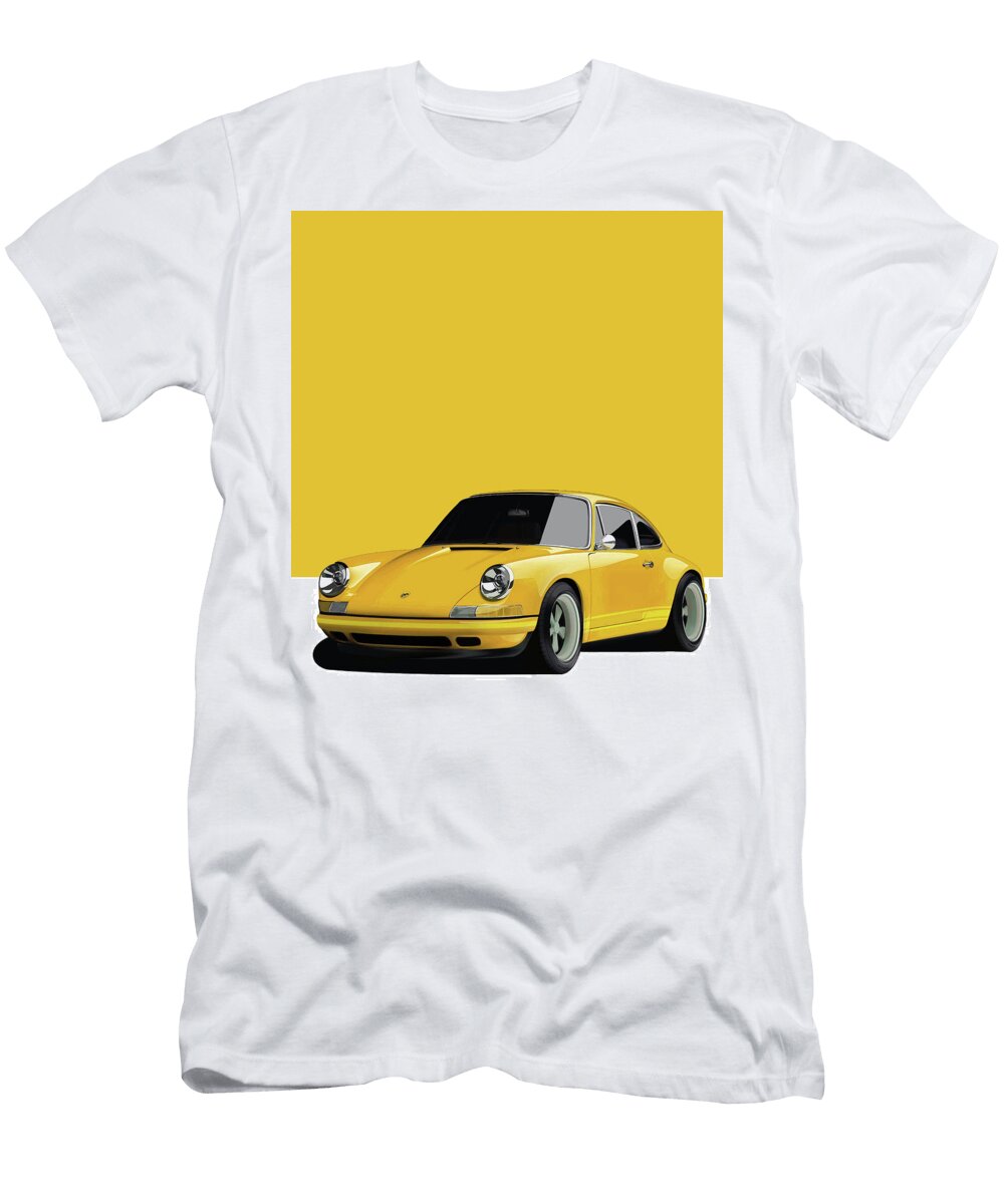 Porsche 911 Classic Restomod Poster Yellow Thespeedart T-Shirt