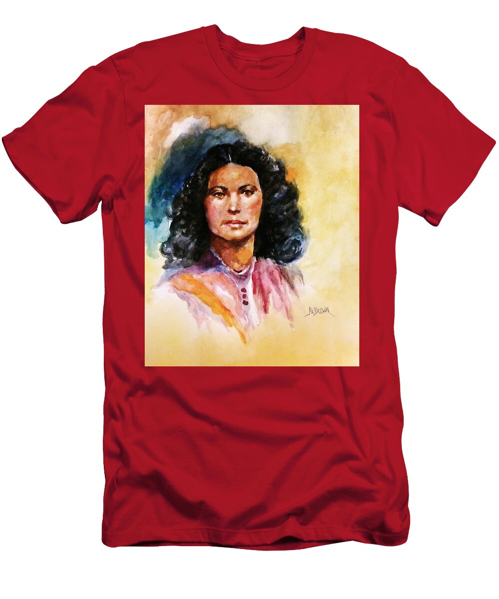 Portrait of a Woman with Curls Al Brown T-Shirt