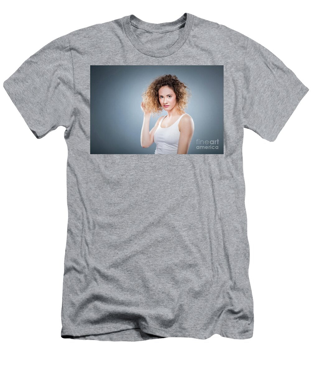 Portrait of a Young Girl with Curly Hair Michal Bednarek T-Shirt