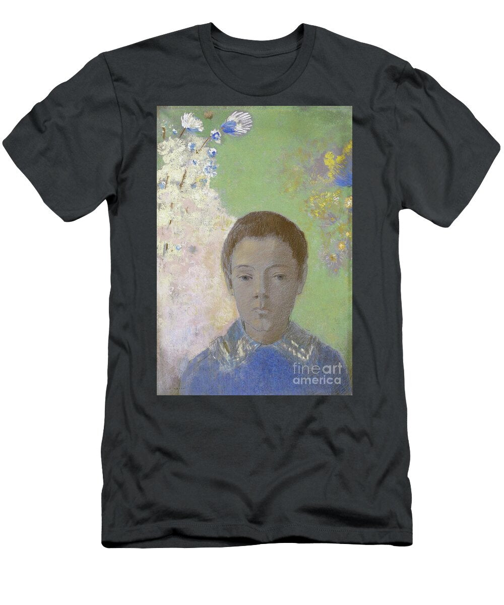 Portrait of Ari Redon C1898 Pastel on Pale Blue Wove Paper Faded to Grey Odilon Redon T-Shirt