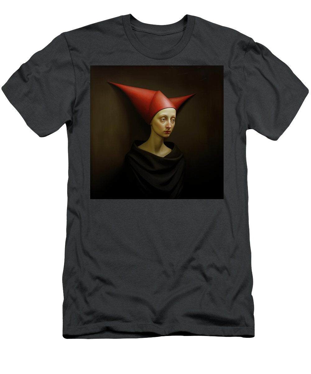 Portrait of Tired Woman in a Red Cone Hat 94 Yo Pedro T-Shirt