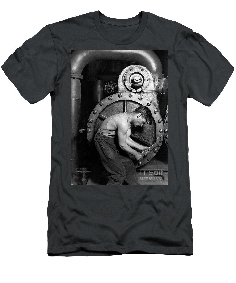 Power House Mechanic Working on Steam Pump 1920 Lewis Hine T-Shirt
