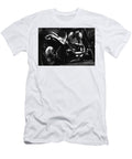 Powerful Black Cruiser Motorcycle Engine and Wheel Detail Black and White Dmr Filho T-Shirt