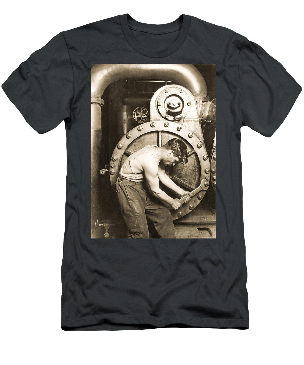 Powerhouse Mechanic By Lewis Hine 1920 Vintage Photo of Worker with Wrench Orca Art Gallery T-Shirt