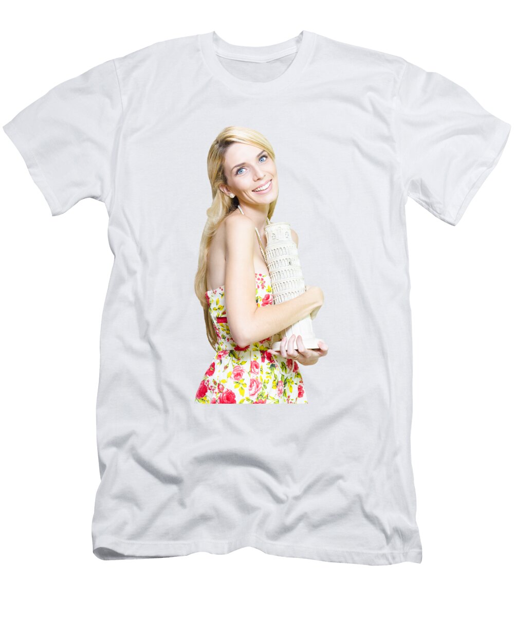 Pretty Woman Clutching an Italy Vacation Souvenir Jorgo Photography T-Shirt