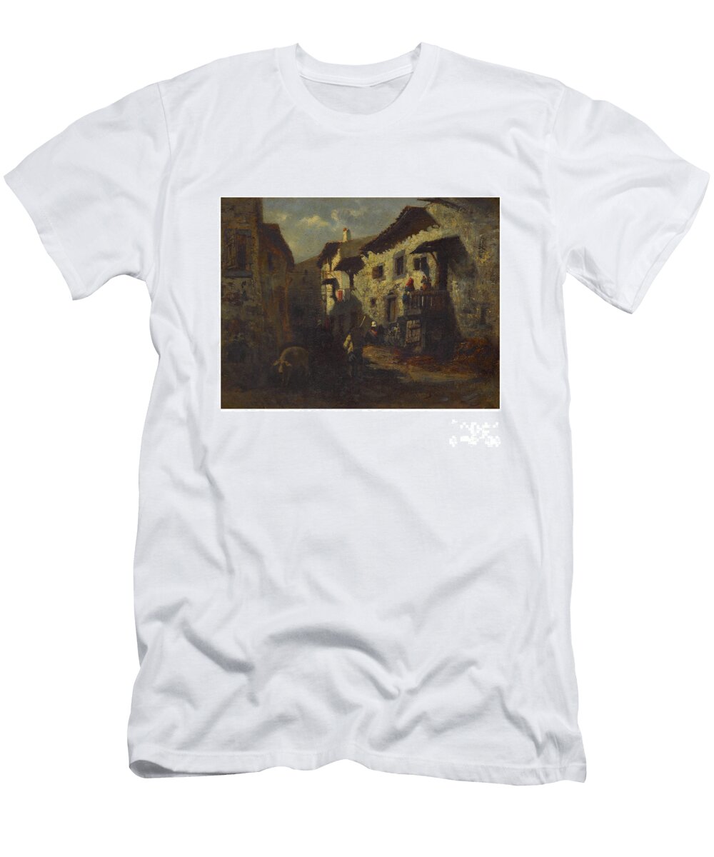 Property From a Princeton Estate Attributed to Alexandre Gabriel Decamps French 1803 1860 a Village Artistic Rifki T-Shirt