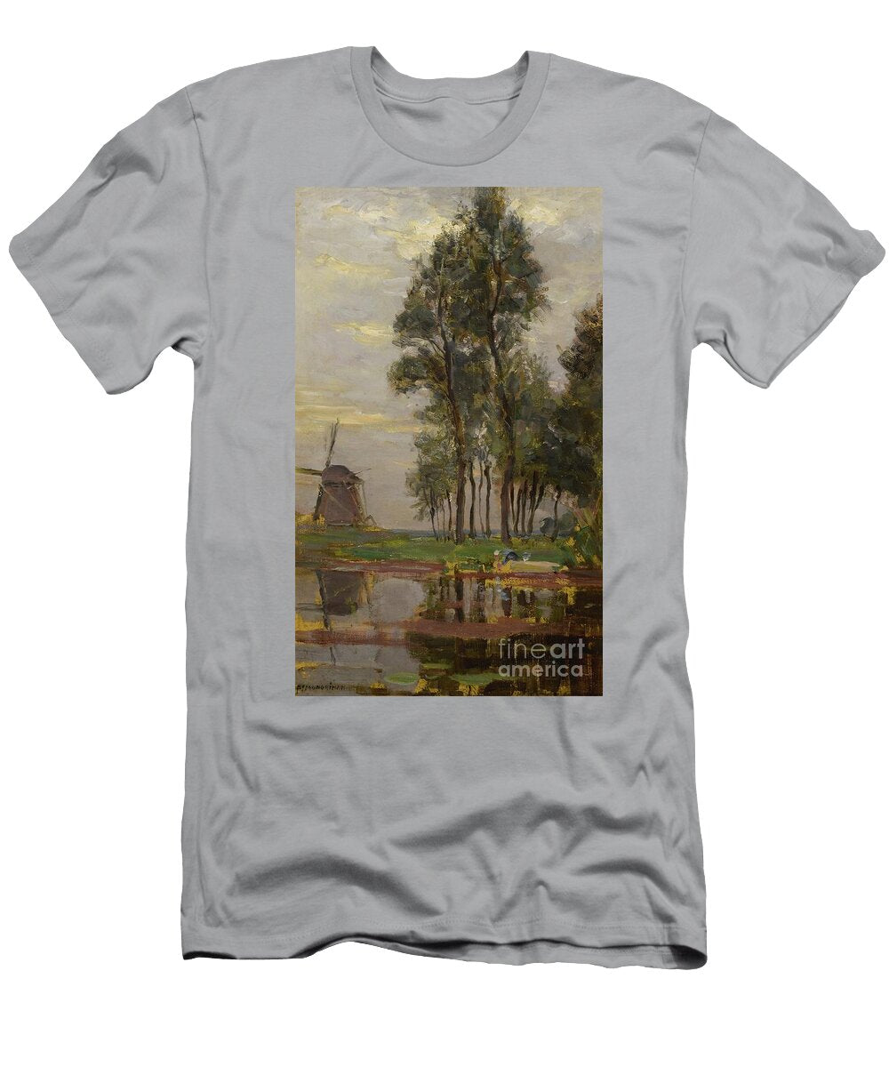 Property of a Private Midwest Collector Piet Mondrian 1872 1944 Windmill Near Tall Trees with Woman Artistic Rifki T-Shirt