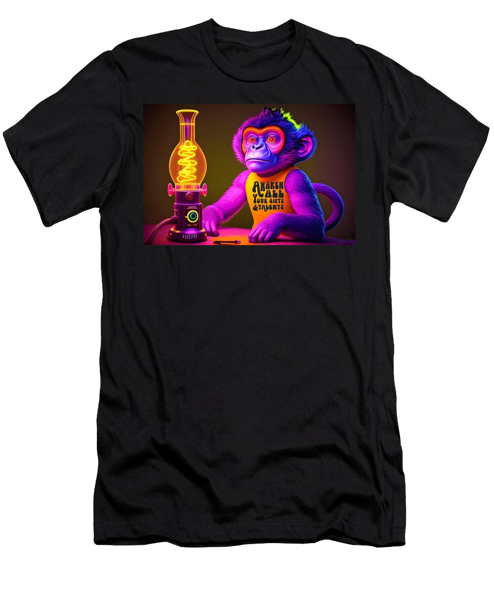 Psychedelic Monkey Tripping Out Rebecca Hanson T-Shirt