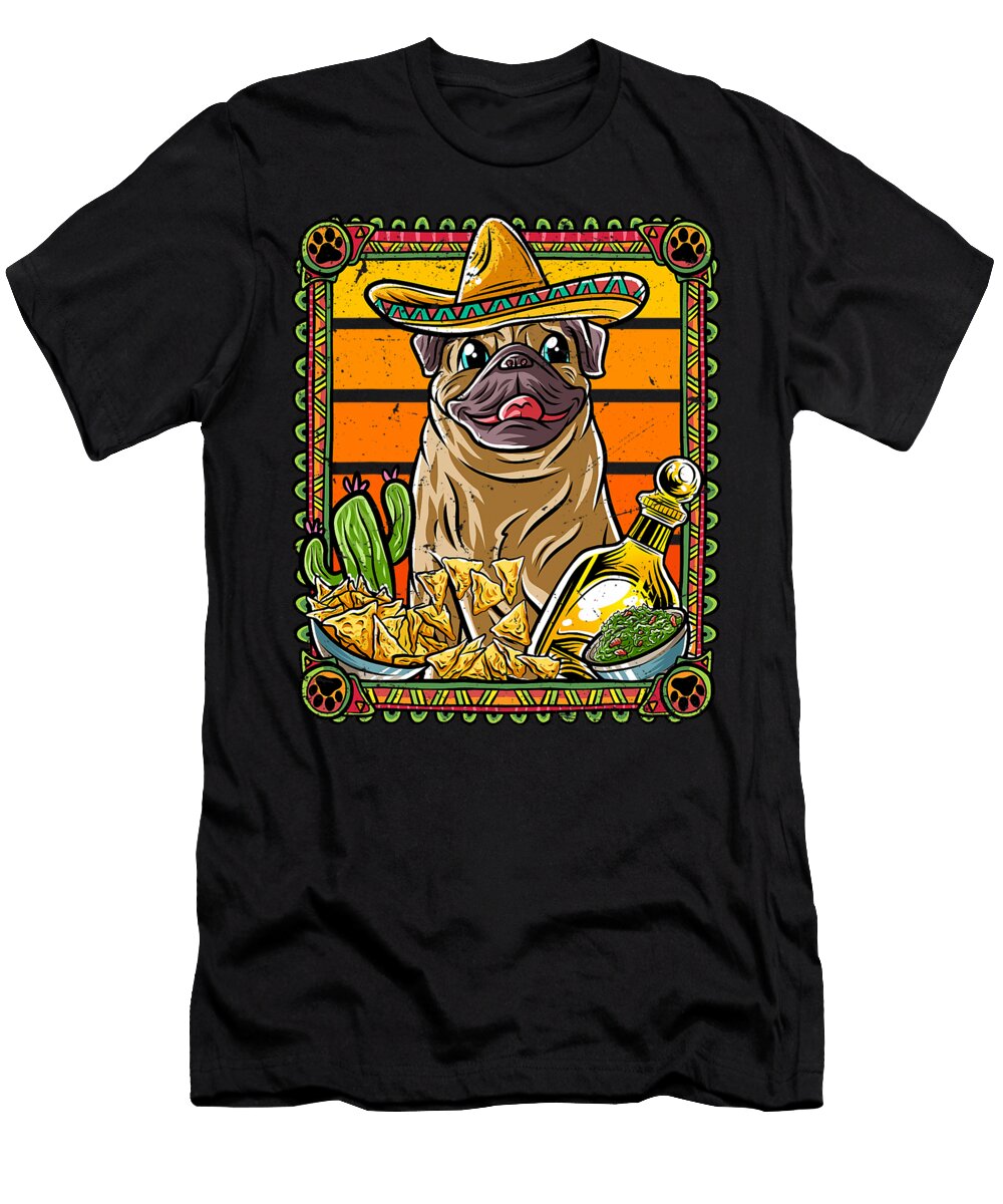Pug Cinco De Mayo Mexican Sombrero Fiesta Dog Natalie Lidford T-Shirt