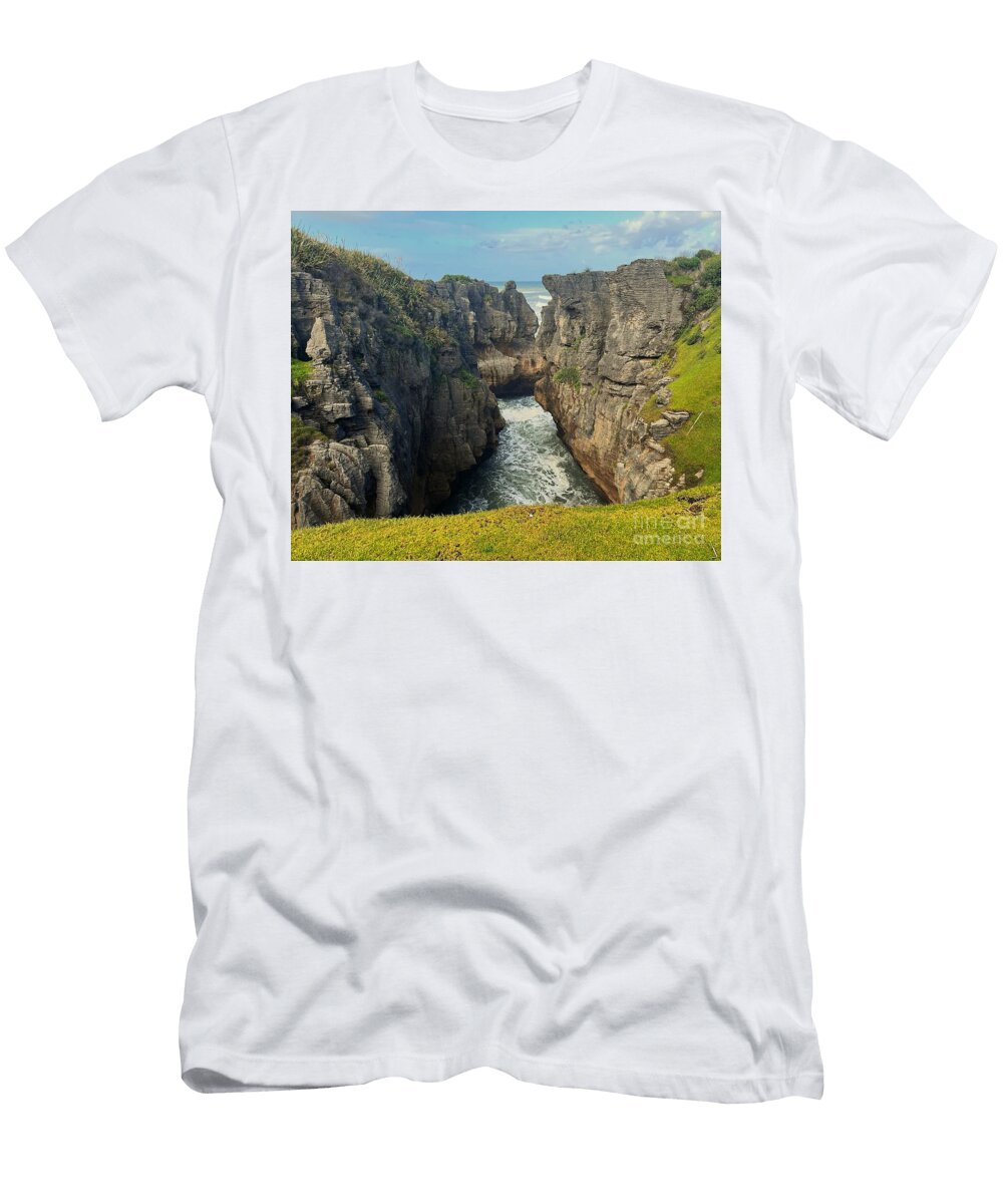 Pukaiki Pancake Rocks New Zealand Courtney Dagan for Poets Eye T-Shirt