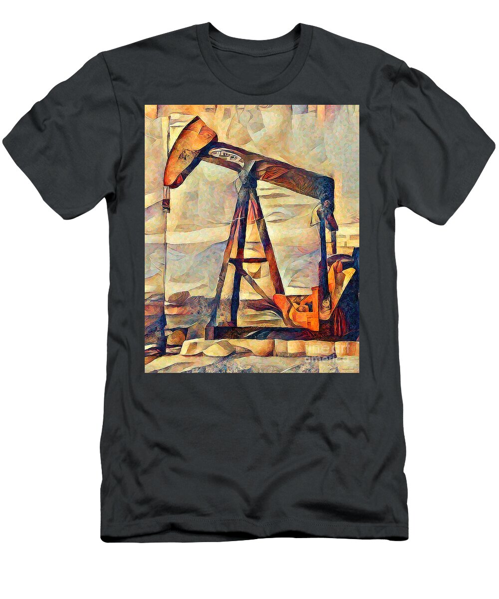 Pumpjack Oil Pump in the Fields Contemporary Art 20210719 V2 Wingsdomain Art and Photography T-Shirt