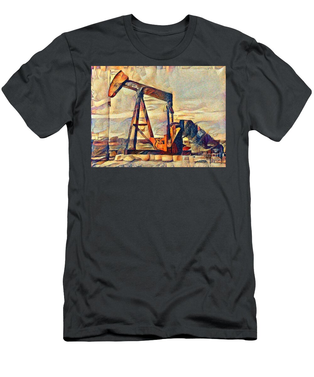 Pumpjack Oil Pump in the Fields Contemporary Art 20210719 Wingsdomain Art and Photography T-Shirt