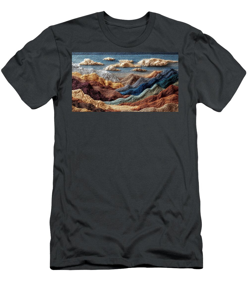Punakaikis Skyline Pancake Rocks Stitched Mountain Landscape with Clouds Cityscape Hugo Boyle T-Shirt