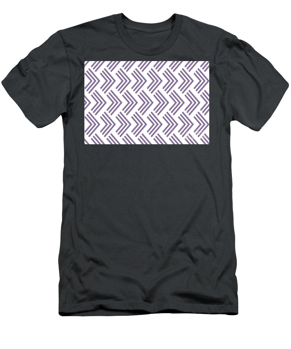 Purple and White Art Deco Chevron Pattern Pairs Coloro 2022 Popular Color Lavender Silk 138 48 19 Petite Pattern Minimal Graphic Designs T-Shirt