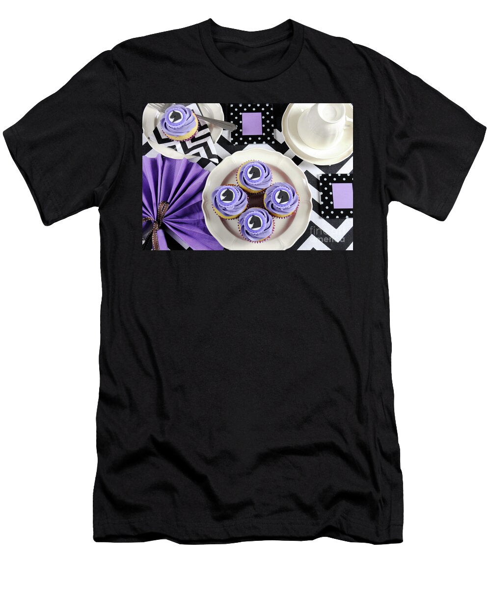 Purple Black and White Theme Racing Carnival Party Table Milleflore Images T-Shirt