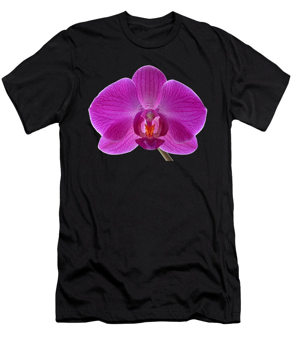 Purple Pink Orchid on Black Gill Billington T-Shirt