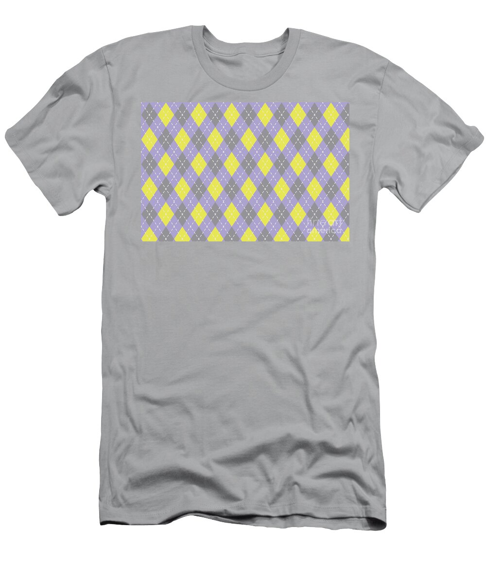 Purple Yellow Gray Argyle Pattern V6 2021 Color of the Year Color of the Year 2021 Illuminating Petite Patterns T-Shirt