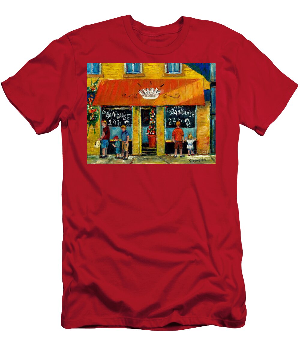 Queue At LA Banquise Poutine Restaurant Montreal Landmark Plateau Mont Royal Grace Venditti Artist Grace Venditti T-Shirt