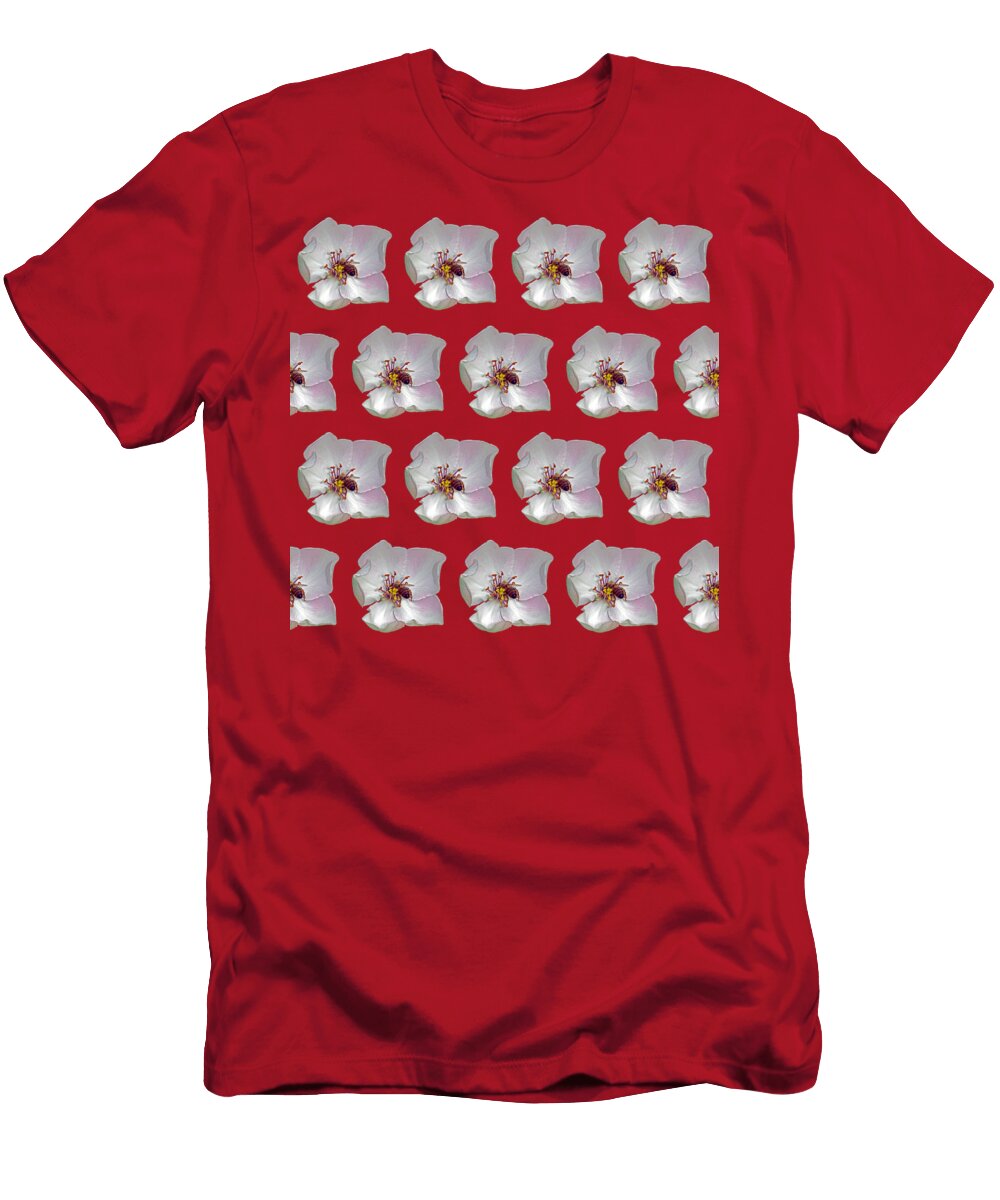 Quince Blossom with a Bee Cutout 4x4 Pdp Tibor Tivadar Kui T-Shirt