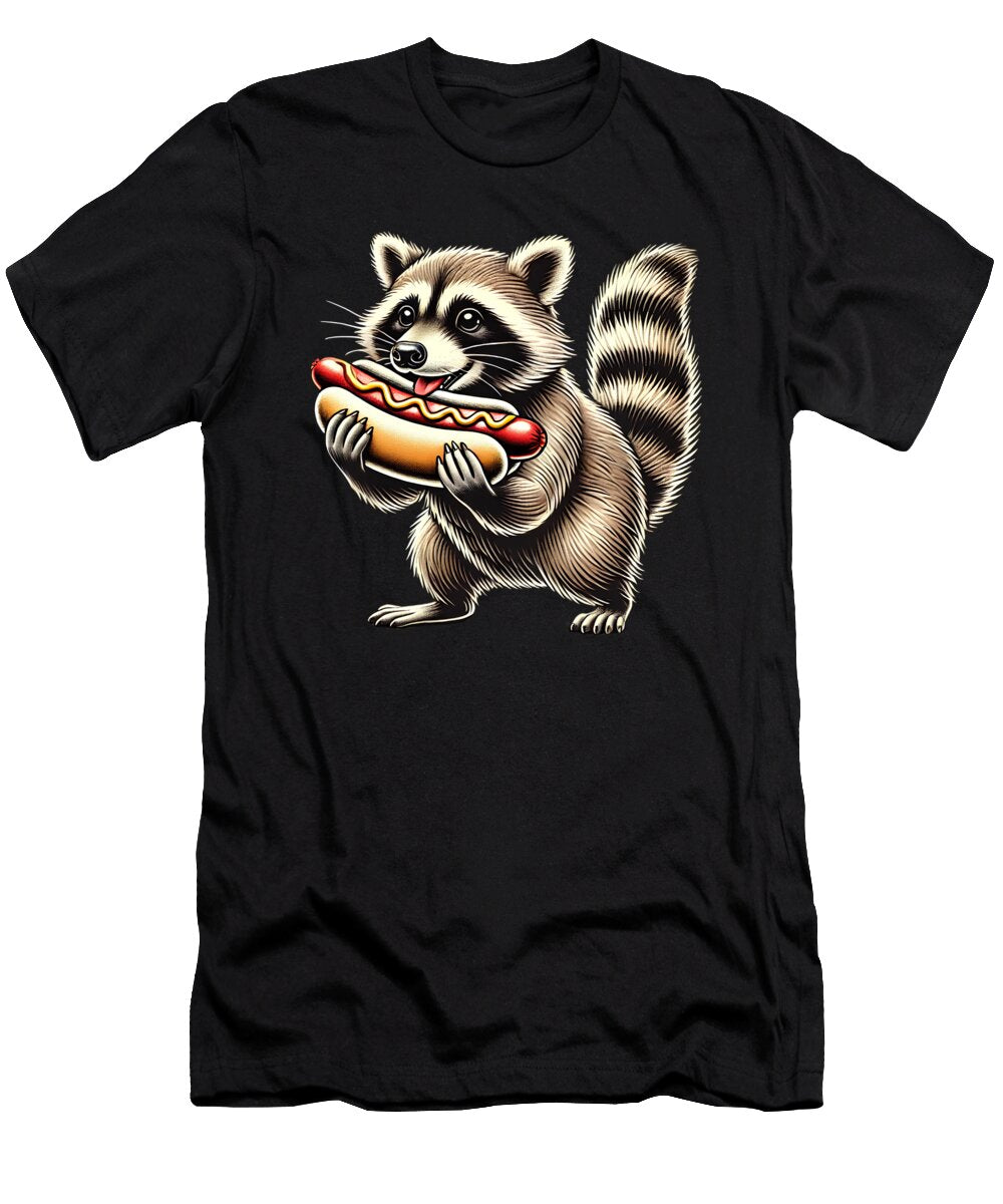 Raccoon Eating Hot Dog Raccoon Hot Dog Lover Job T-Shirt