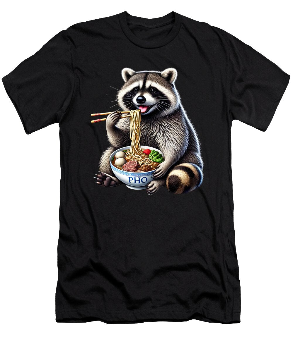Raccoon Eating Pho Raccoon Pho Vietnamese Food Noodle Lover Job T-Shirt