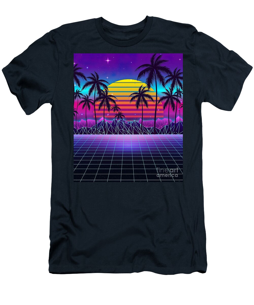 Radiant Sunset Synthwave Christian Hall T-Shirt