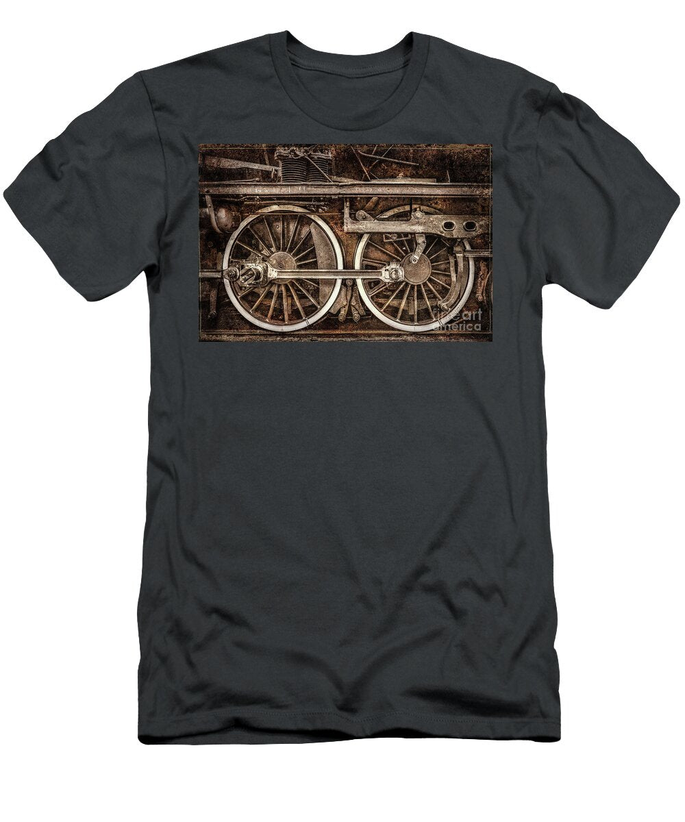 Rail Wheel Grunge Detail Steam Locomotive 04 Daliana Pacuraru T-Shirt