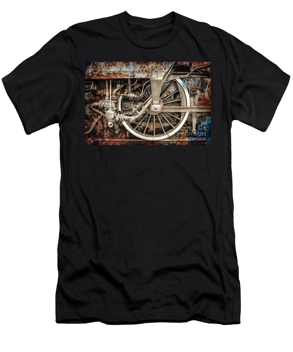 Rail Wheel Grunge Detail Steam Locomotive 05 Daliana Pacuraru T-Shirt