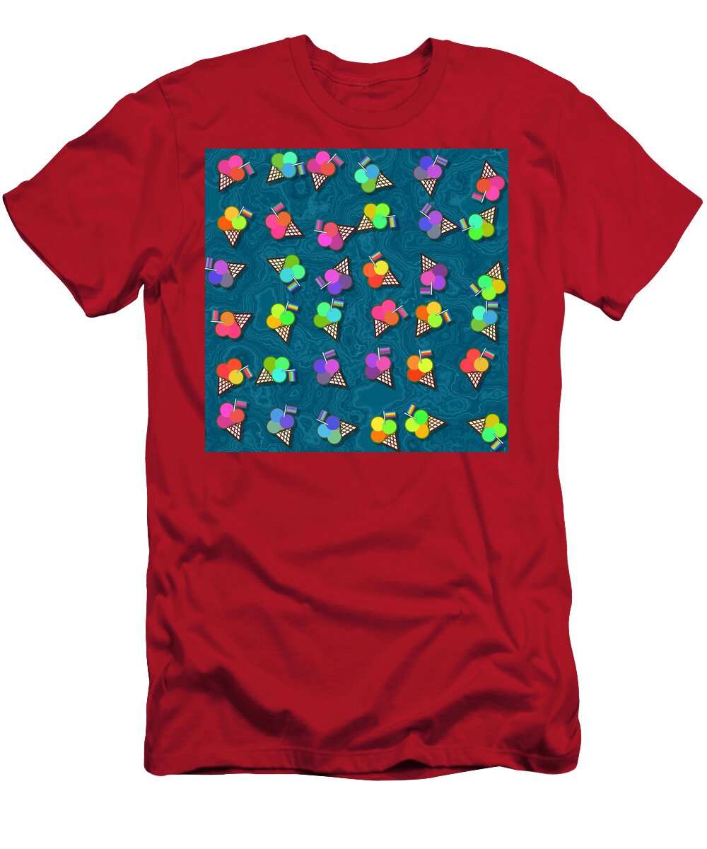 Rainbow Ice Cream Seamless Pattern Lenka Rottova T-Shirt