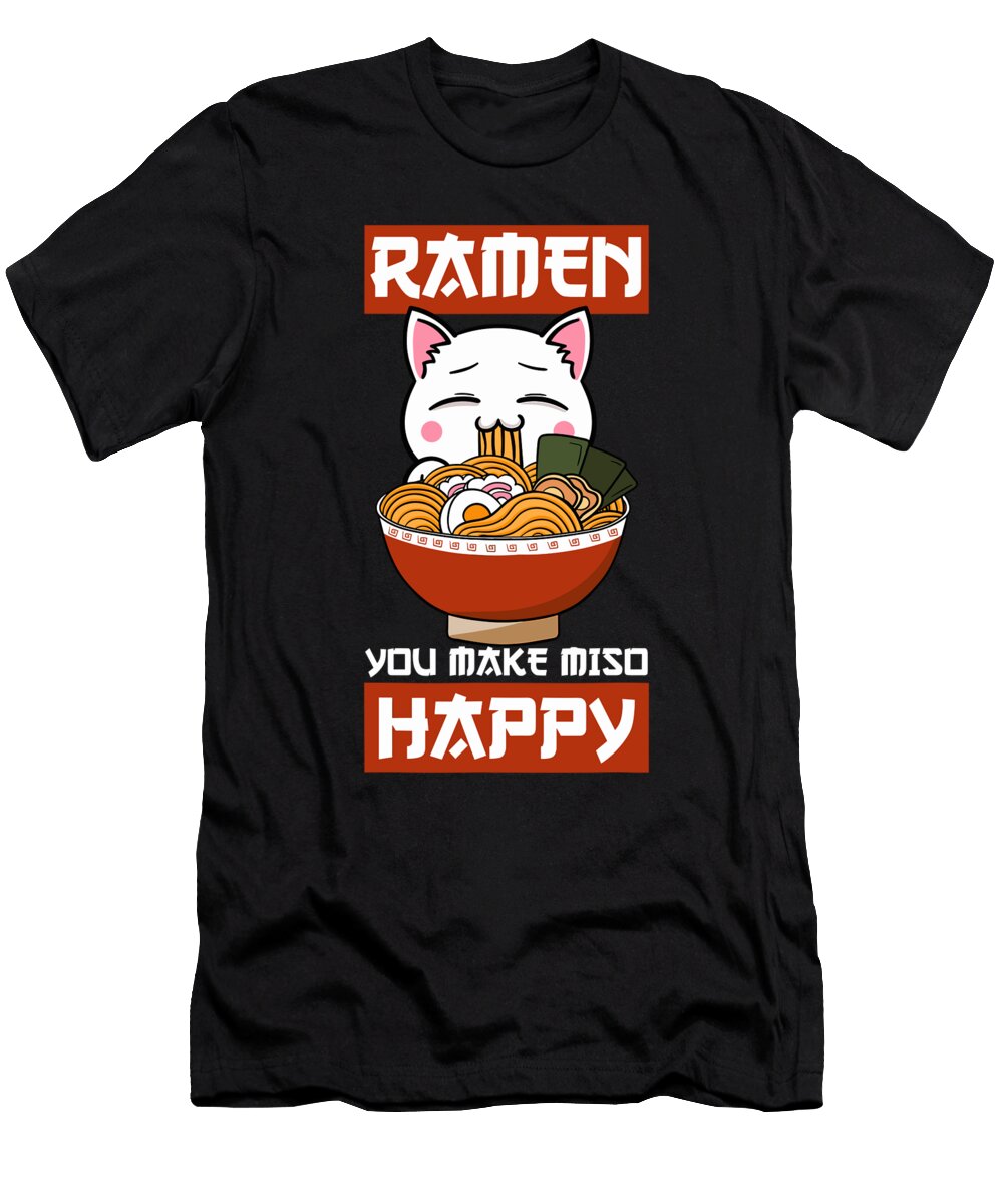 Ramen Cat Miso Soup Hot Noodle Kitten Meow Japanese 1 T-Shirt