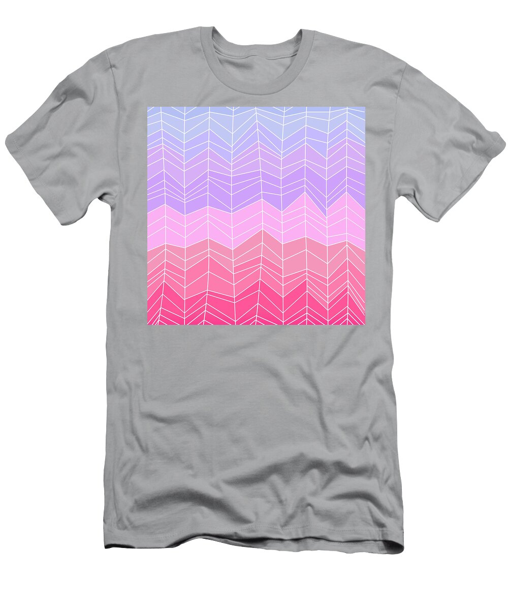 Random Chevron Stripes in Blue Lavender and Pink Elaine Plesser T-Shirt