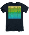 Random Chevron Stripes in Gold Green and Blue Elaine Plesser T-Shirt