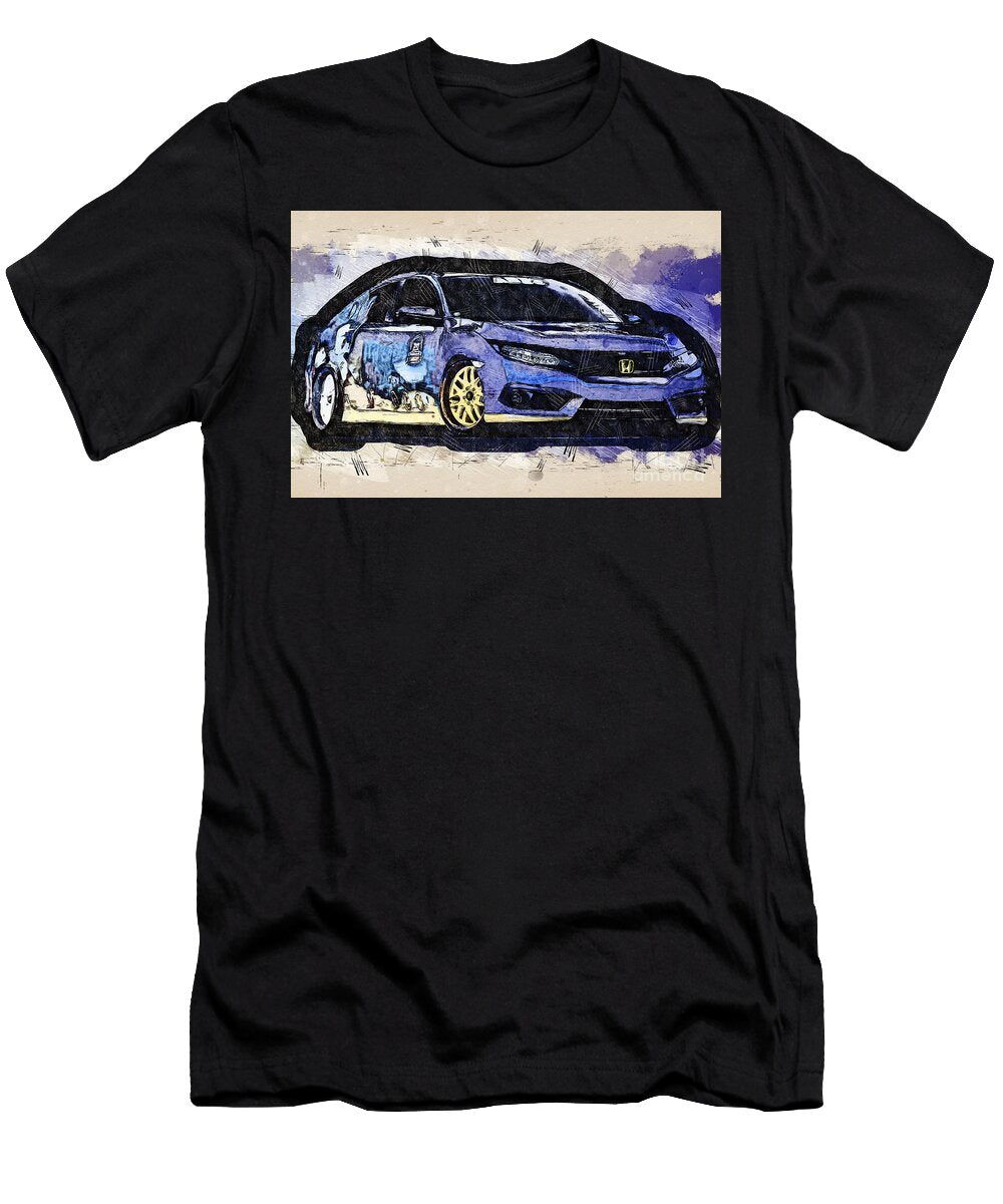 Re0820 Hondas Sonic Civic Sedan Lisa Sandra T-Shirt