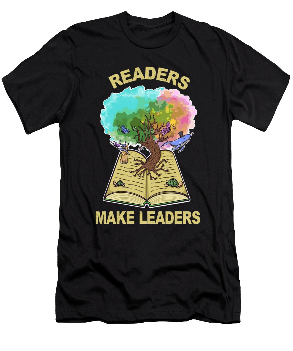 Readers Make Leaders Tree of Life Reading Quotes Bookworm Maximus Designs T-Shirt
