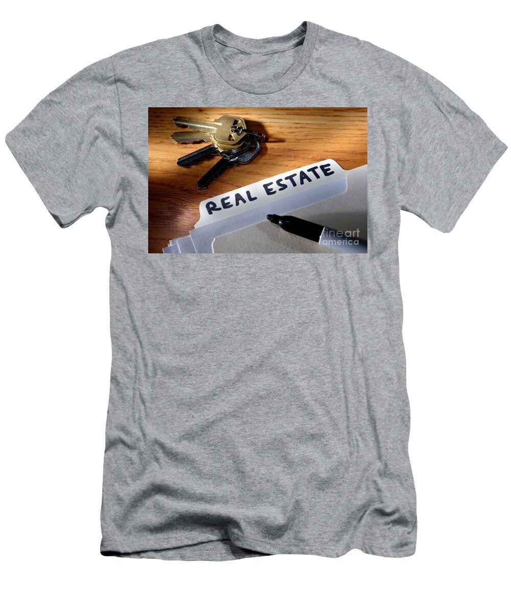 Real Estate File Folder with Marker and House Keys Olivier Le Queinec T-Shirt