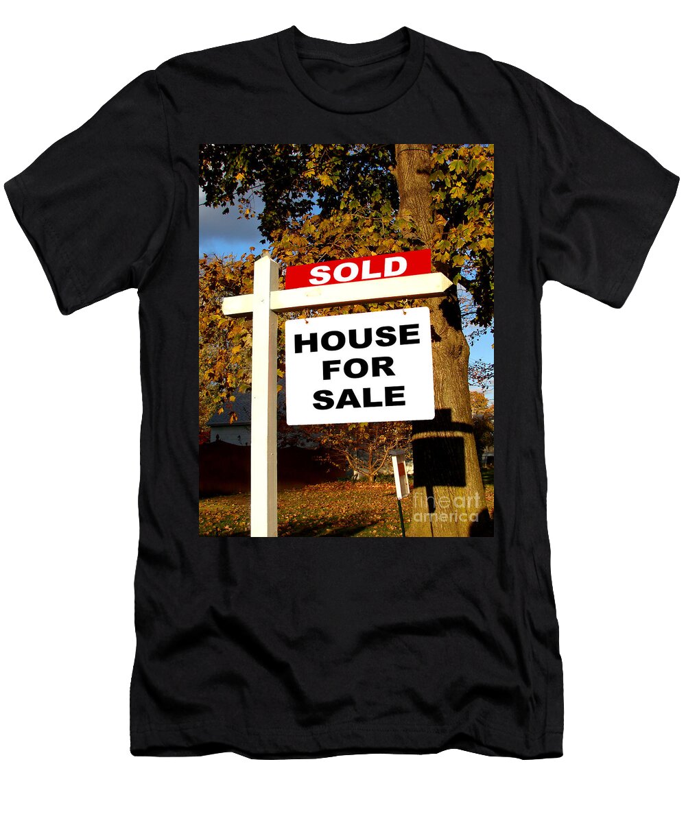 Real Estate Sold and House for Sale Sign on Post Olivier Le Queinec T-Shirt