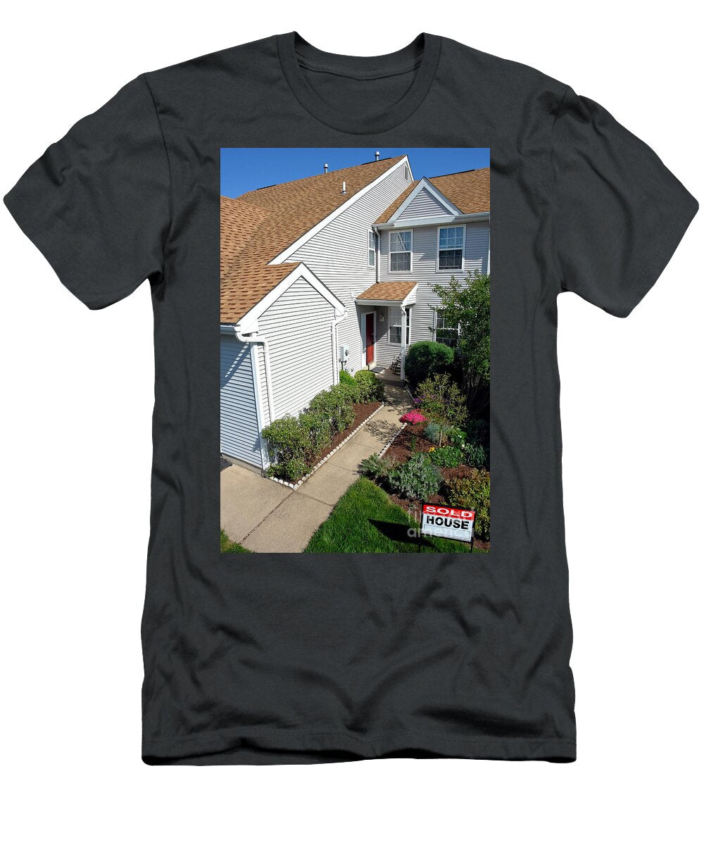 Real Estate Sold Sign and House View From Above Olivier Le Queinec T-Shirt