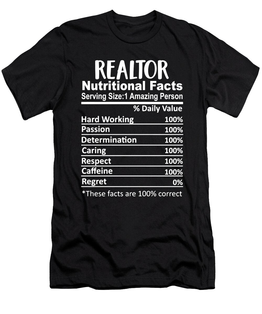 Realtor Nutrition Facts Funny Jensen Cena T-Shirt