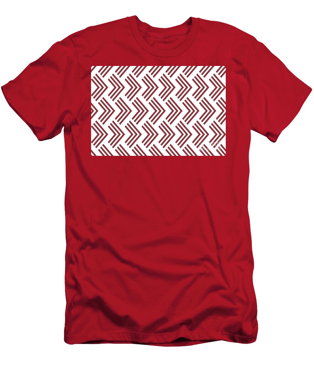 Red and White Art Deco Chevron Arrow Pattern Petite Pattern Minimal Graphic Designs T-Shirt