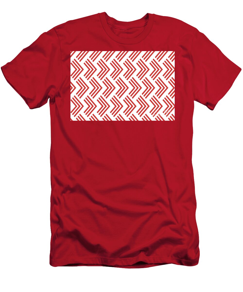 Red and White Chevron Rhombus Arrow Pattern Petite Pattern Minimal Graphic Designs T-Shirt