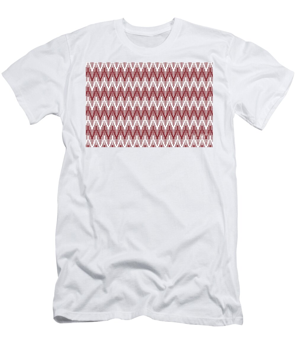 Red and White Striped Chevron Ripple Pattern Petite Pattern Minimal Graphic Designs T-Shirt