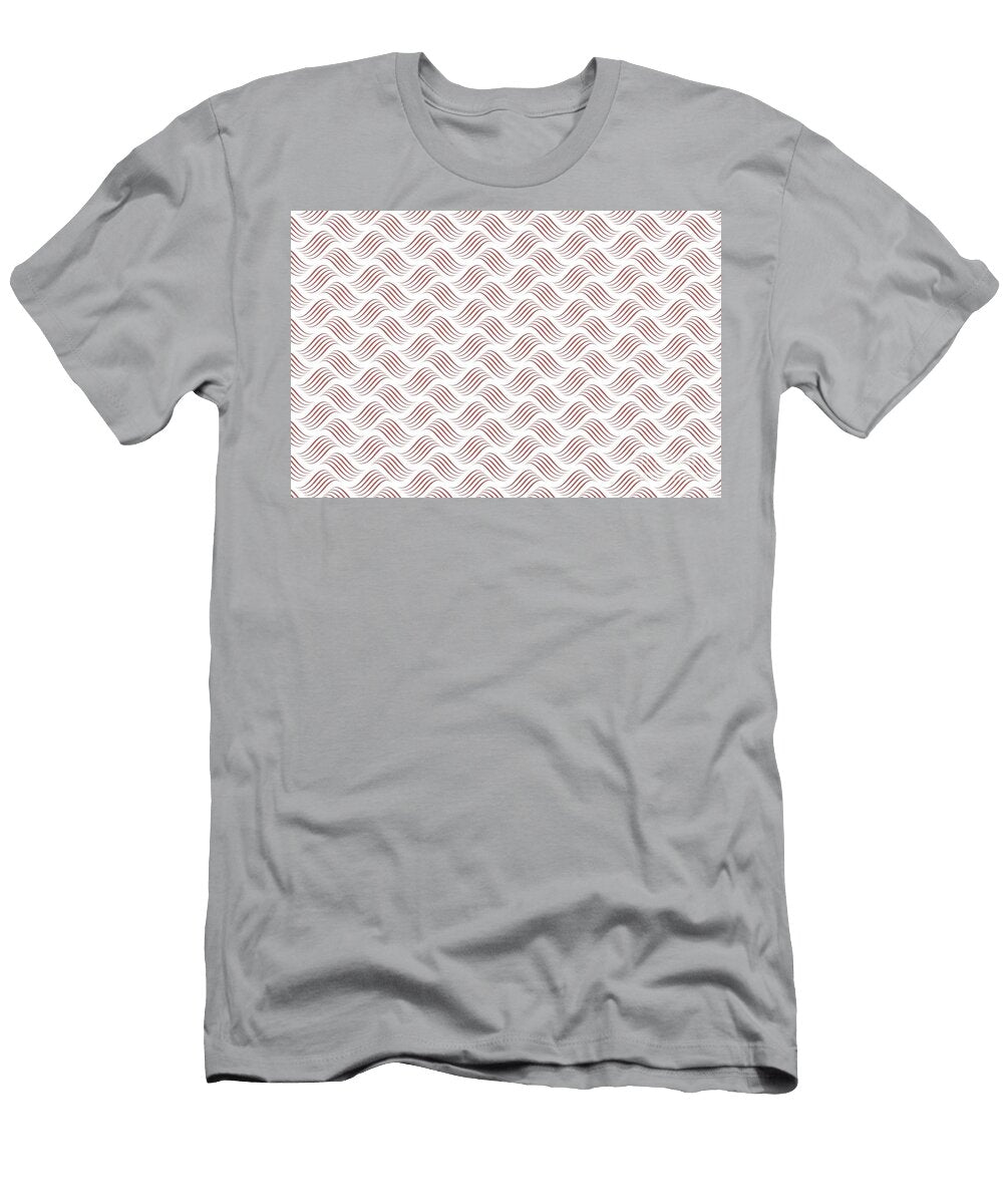 Red and White Wavy Tessellation Line Pattern Petite Pattern Minimal Graphic Designs T-Shirt