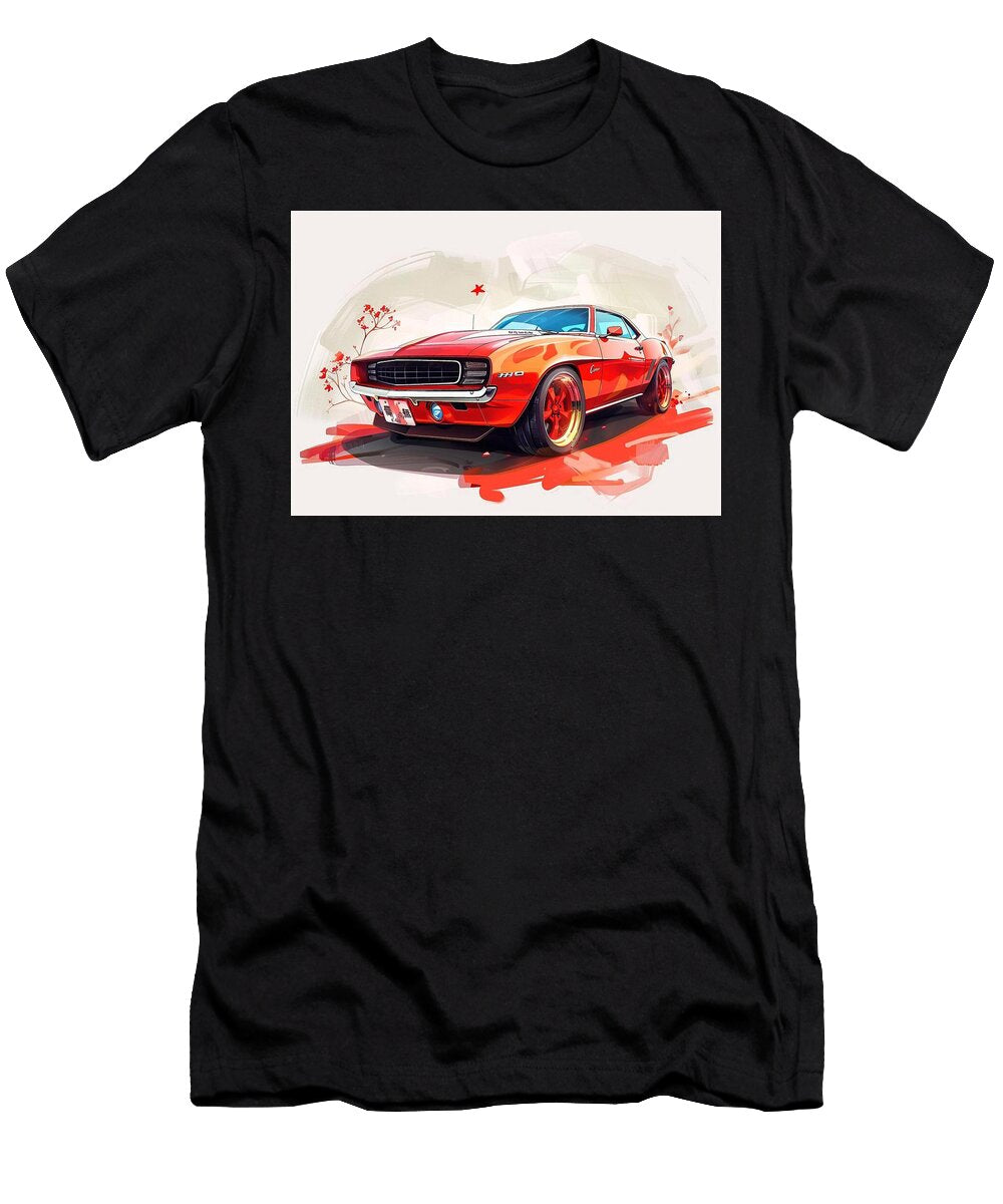 Red Classic Camaro Muscle Car Illustration Kari Goldfalse T-Shirt